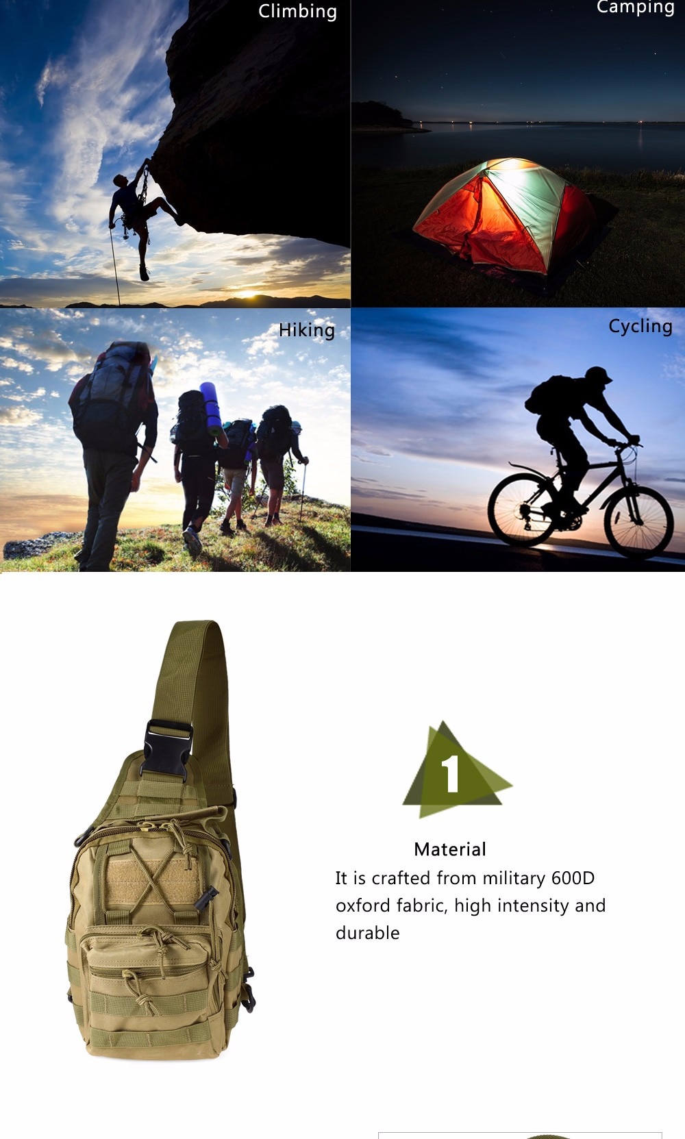 Outdoor Shoulder Military Backpack/ Camping Travel Hiking Trekking Bag 4