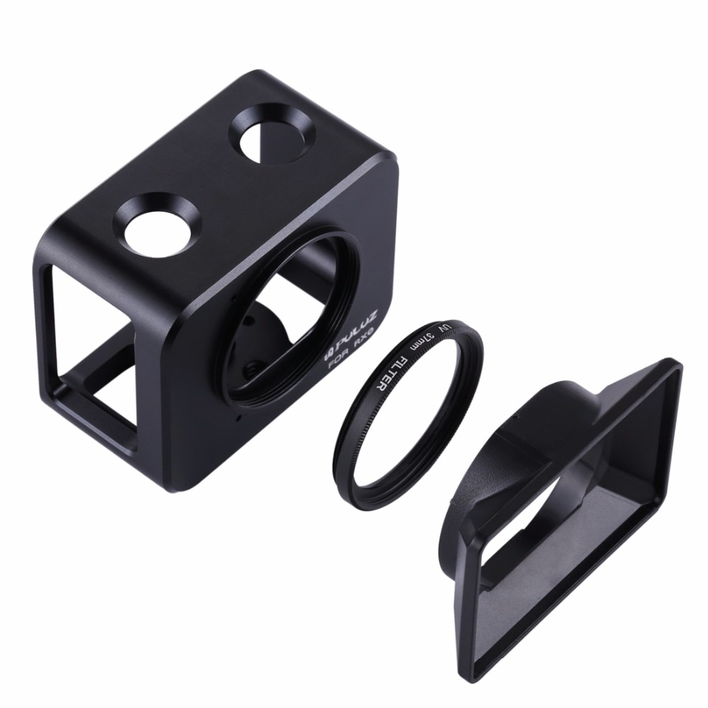 Color : Black Durable GuiPing Housing Shell CNC Aluminum Alloy Protective Cage with 37mm UV Lens & Base Mount & Screw for Sony RX0 Black 